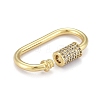 Brass Micro Pave Clear Cubic Zirconia Screw Carabiner Lock Charms ZIRC-E164-10G-4