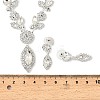 Leaf Brass Rhinestone Stud Earrings & Pendant Necklaces Set for Women SJEW-M102-01S-3