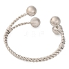 Round Balls Brass Cuff Bangles for Women BJEW-F477-03P-3