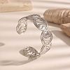 304 Stainless Steel Hollow Ring Open Cuff Bangles for Women WG17EC0-02-3
