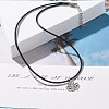 Alloy Lotus Pendant Necklace with Imitation Leather Cord NJEW-JN03863-02-2