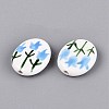 Hand Painted Tulip Flower Oval Porcelain Beads PORC-N012-11G-2