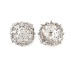 Flower Brass Clear Cubic Zirconia Bead Caps KK-V008-02P-1