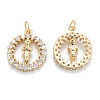 Brass Micro Pave Clear Cubic Zirconia Pendants ZIRC-M115-06G-2