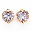 Brass Micro Pave Cubic Zirconia Charms KK-S356-773G-1