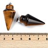 Natural Tiger Eye Gemstone Pointed Pendants G-K384-01P-07-3