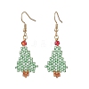 304 Stainless Steel Glass Christmas Theme Dangle Earrings EJEW-MZ00527-02-3