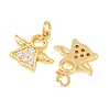 Brass Micro Pave Cubic Zirconia Charms KK-F927-23G-2