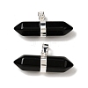 Natural Obsidian Double Terminal Pointed Pendants G-NH0001-15P-06-1