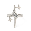 Star Zinc Alloy Open Cuff Ring RJEW-Z048-01P-02-2