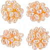 BENECREAT 4Pcs Round Handmad Natural Pearl Woven Beads PEAR-BC0001-04-1