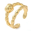 Heart Brass Open Cuff Ring for Women RJEW-Z070-05G-03-1