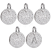 5Pcs 925 Sterling Silver Textured Flat Round Charms with Jump Rings STER-BC0003-98S-1