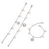 3Pcs Christmas Snowflake Alloy Charm Bracelets BJEW-JB12677-3