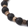 Natural Lava Rock & Rudraksha & Coconut & Howlite Beads Stretch Couples Bracelets for Women BJEW-JB11329-01-4