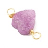 Natural Druzy Agate Connector Charms PALLOY-JF01363-02-3