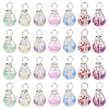 70Pcs 7 Colors Baking Painted Transparent Glass Pendants PALLOY-TA0002-48-2