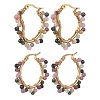 2 Pairs 2 Styles Natural Multicolor Tourmaline  Hoop Earrings EJEW-JE06942-3