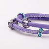 Glass Beads Double Wrap PU Leather Bracelets BJEW-PJB835-3-3
