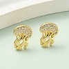 Brass Micro Pave Clear Cubic Zirconia Stud Earrings EJEW-A145-03A-G-1