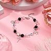 Synthetic Black Stone Round Beaded Bracelets BJEW-JB11206-2