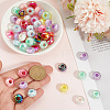 100Pcs UV Plating Rainbow Iridescent Acrylic European Beads MACR-PA0001-28-3