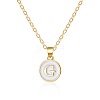 Alloy White Enamel Flat Round with Letter Pendant Necklaces FS-WG63565-07-1