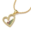 Brass Micro Pave Colorful Cubic Zirconia Peach Heart Pendant Necklaces for Women NJEW-Q346-01G-02-1