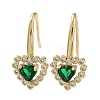 Heart Brass Dangle Earrings EJEW-L269-054G-1