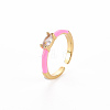 Brass Enamel Cuff Rings RJEW-T016-29E-NF-3