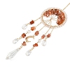 Wire Wrapped Natural Red Agate Chip Tree of Life Window Hanging Prism Ornaments HJEW-TA00283-02-2