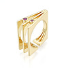 Cubic Zirconia Square Triple Layer Open Cuff Ring RJEW-N037-035C-3