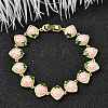 Brass Micro Pave Cubic Zirconia Link Bracelets BJEW-K278-02G-01-2