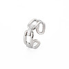 304 Stainless Steel Hollow Open Cuff Ring for Women RJEW-S405-223P-3