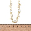 Brass Pave Cubic Zirconia Rose Flower Link Cable Chain Necklaces for Women NJEW-C121-05A-02G-5