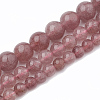 Natural Dyed Strawberry Quartz Beads Strands X-G-S295-15-6mm-1-2