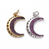 Brass Micro Pave Medium Violet Red Cubic Zirconia Pendants KK-I658-32B-1