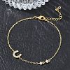 Brass Micro Pave Clear Cubic Zirconia Link Bracelets BJEW-E114-01D-G-3