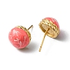 Enamel Half Round Stud Earrings EJEW-P229-01G-05-2