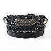 Cowhide & Imitation Leather Cord Knitted Multi-strand Bracelets WG31D03-17-1