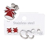 3 Pairs 3 Styles Christmas 304 Stainless Steel Hoop & Studs Earrings Set for Women EJEW-K279-12G-P-1