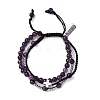 Adjustable Natural Amethyst & Hematite Braided Bead Bracelets BJEW-U035-01C-4