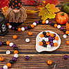 Halloween Theme 5 Strands Spray Painted Natural Wood Beads Strands WOOD-SP0001-02B-4
