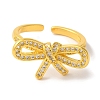 Bowknot Brass Micro Pave Clear Cubic Zirconia Open Cuff Rings for Women LS-RJEW-C098-27G-2