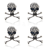 4Pcs Skull Zinc Alloy Brooches for Backpack Clothes JEWB-FH0002-04AS-1