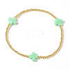 Cross Brass Beaded Stretch Bracelets for Women Gold Thin Chain Fashion Jewelry Accessories US0494-7-1