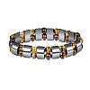 8mm Round Naturla Tiger Eye & Half Round Synthetic Non-magnetic Hematite Beaded Stretch Bracelets for Women Men UP4024-1-1