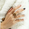 Fashionable 304 Stainless Steel & Natural Picture Jasper Finger Rings FS-WG90577-27-1