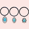 3Pcs 3 Styles Rubber & Synthetic Turquoise Elastic Hair Accessories AJEW-CY0001-75-6