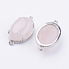 Brass Natural Rose Quartz Links connectors LS-G-E398-04R-1
